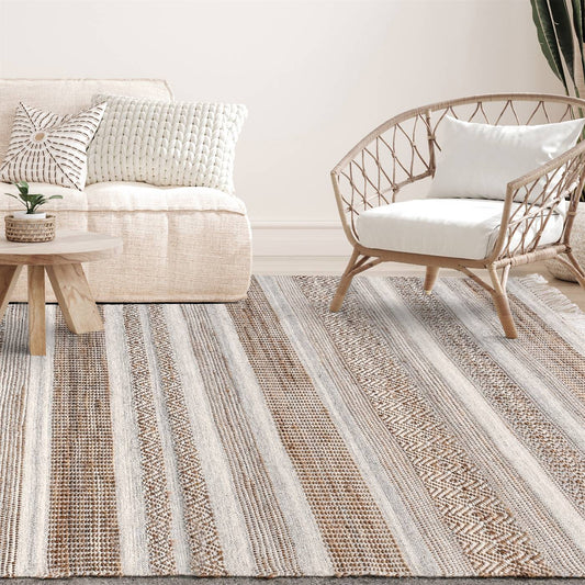 Area Rug, Bedroom Rug, Living Room Rug, Living Area Rug, Indian Rug, Office Carpet, Office Rug, Shop Rug Online, Natural, Grey , Jute, Wool , Hand Woven , Pitloom, Flat Weave, Modern