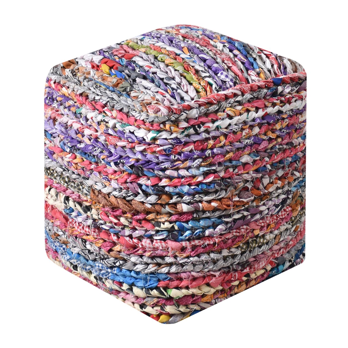 Mila Pouf, Recycled Fabric, Multi