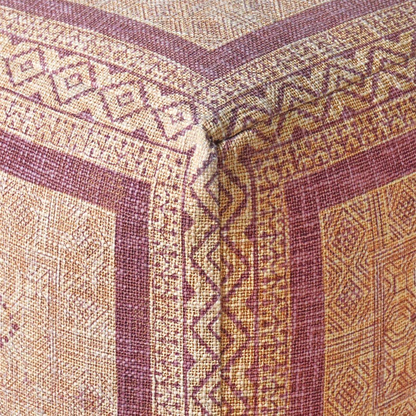 Miyako Pouf, Cotton, Beige,Wine, Hand woven, Flat Weave