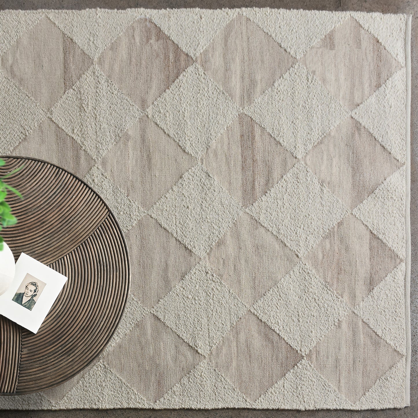 MOLOPO RUG - IVORY/BEIGE - WOOL/PET