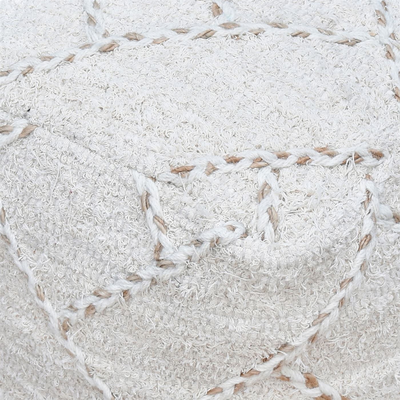 Morabito Pouf, Cotton, Hemp, Wool, Natural,Natural White, Pitloom, Flat Weave