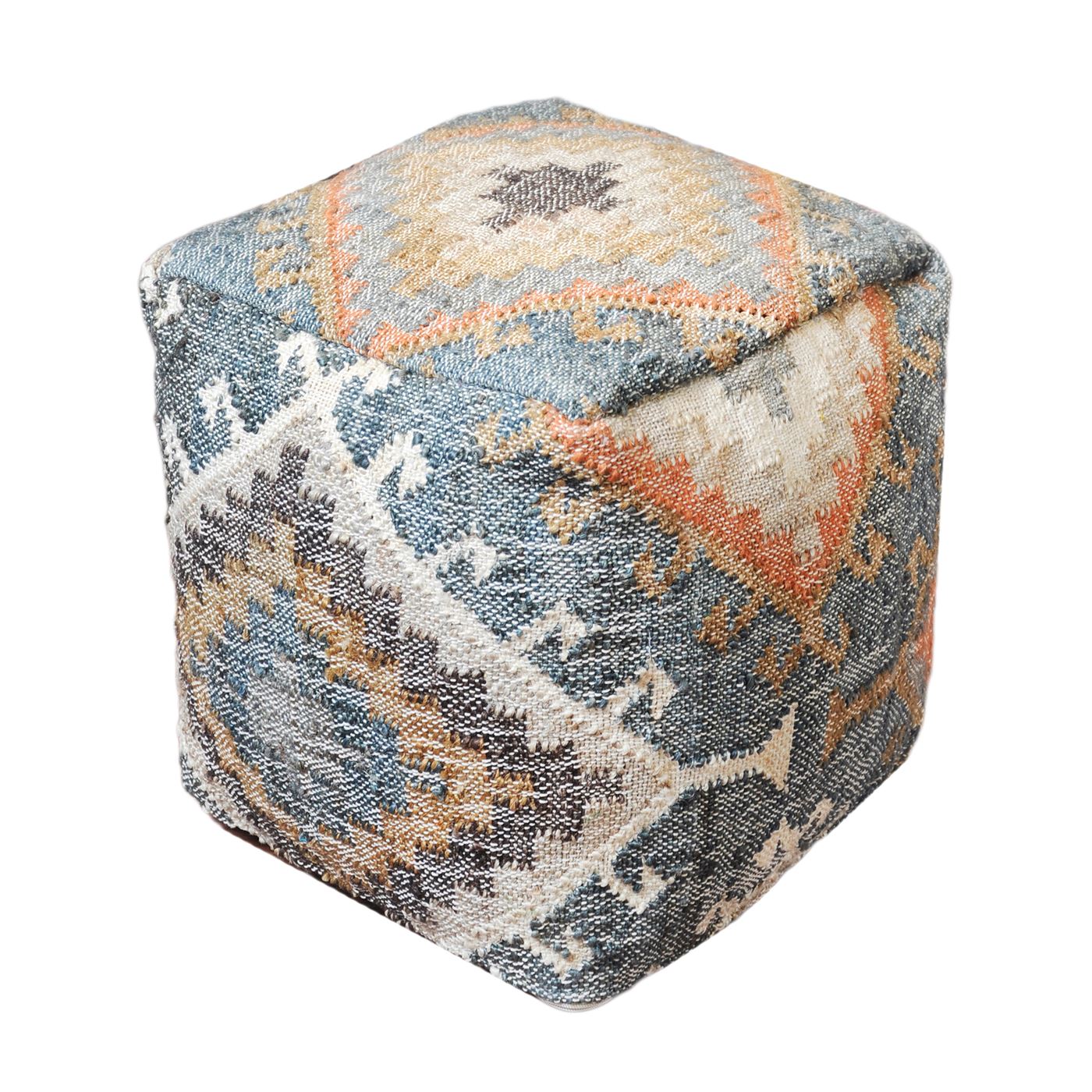 Morie Pouf, Hemp, Multi, Punja, Flat Weave