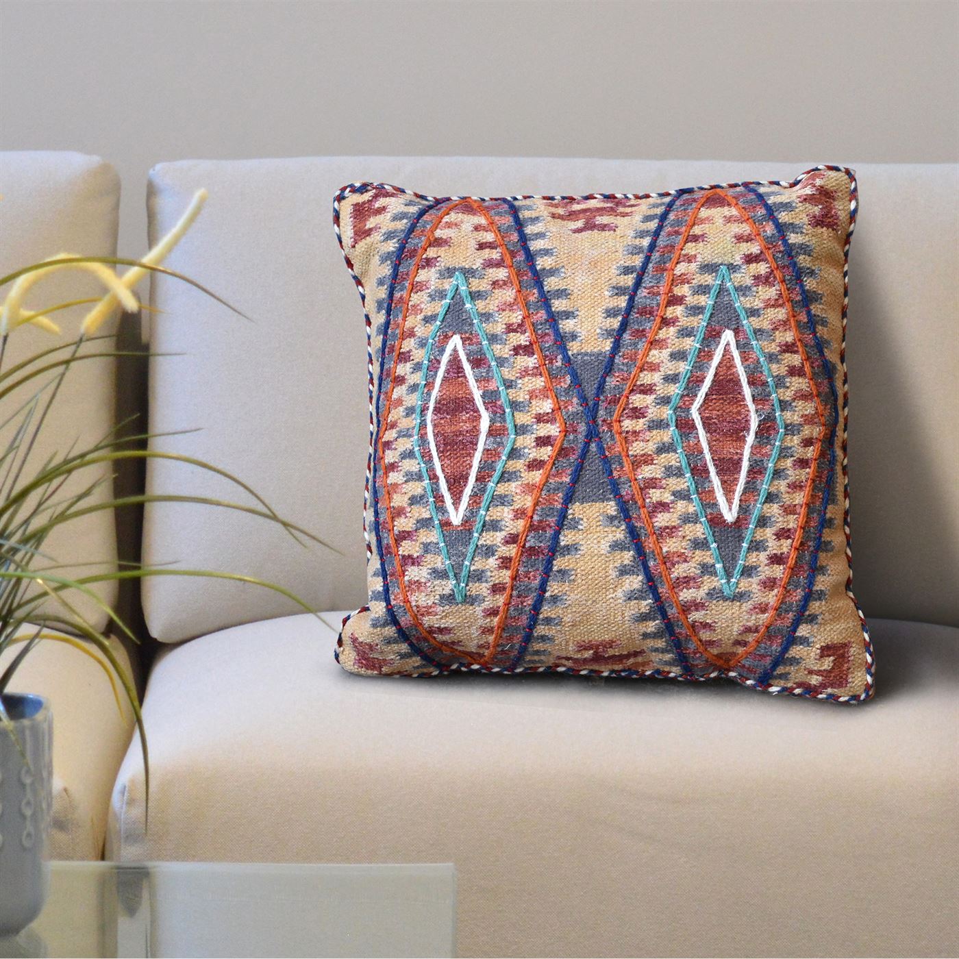 Myers Pillow, Cotton, Wool, Multi