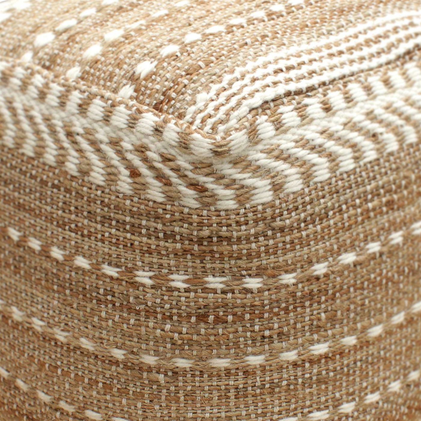 Nadur Pouf, Jute, Wool, Natural, Natural White, Pitloom, Flat Weave
