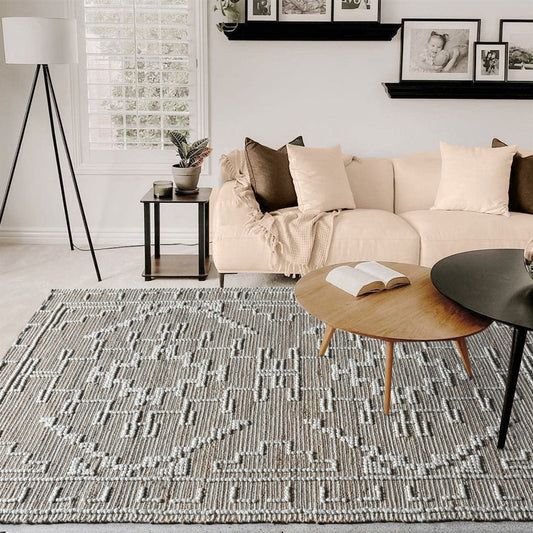 Area Rug, Bedroom Rug, Living Room Rug, Living Area Rug, Indian Rug, Office Carpet, Office Rug, Shop Rug Online, Hemp, Wool, Natural, Natural White, Pitloom, All Loop, Modern