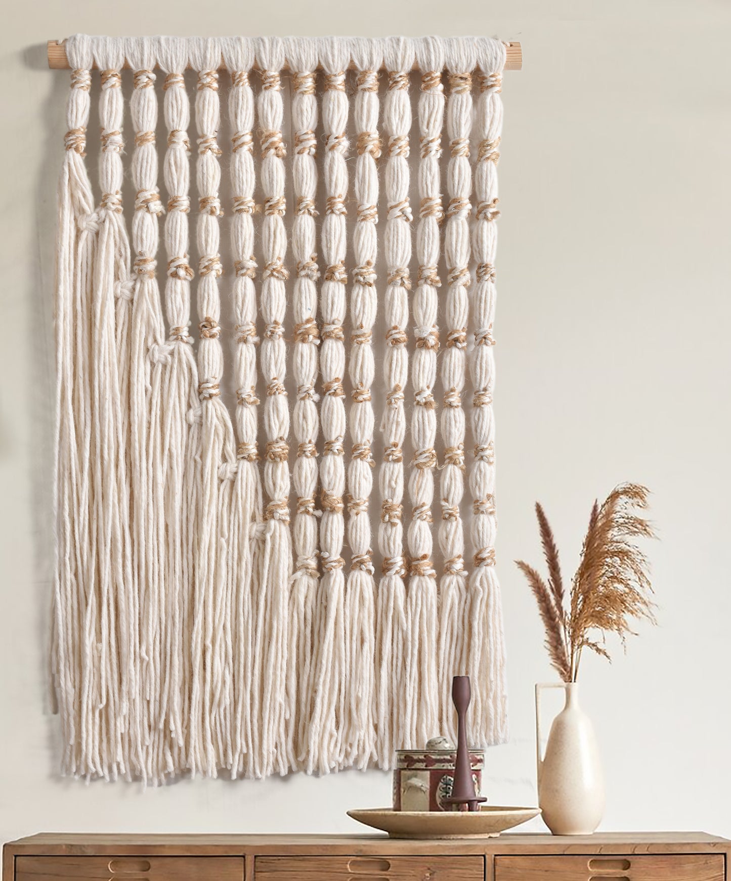 NIANELL WALL ART - NATURAL WHITE/BEIGE WOOL/JUTE