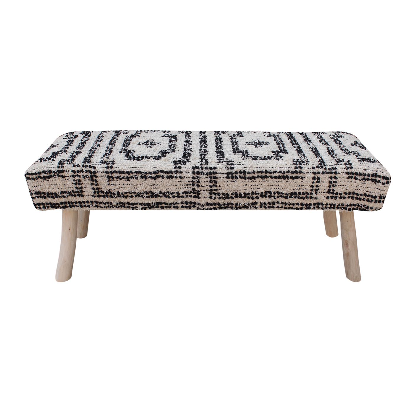 Ogna Bench, Cotton, Polyester, Natural White, Charcoal, Pitloom, All Loop