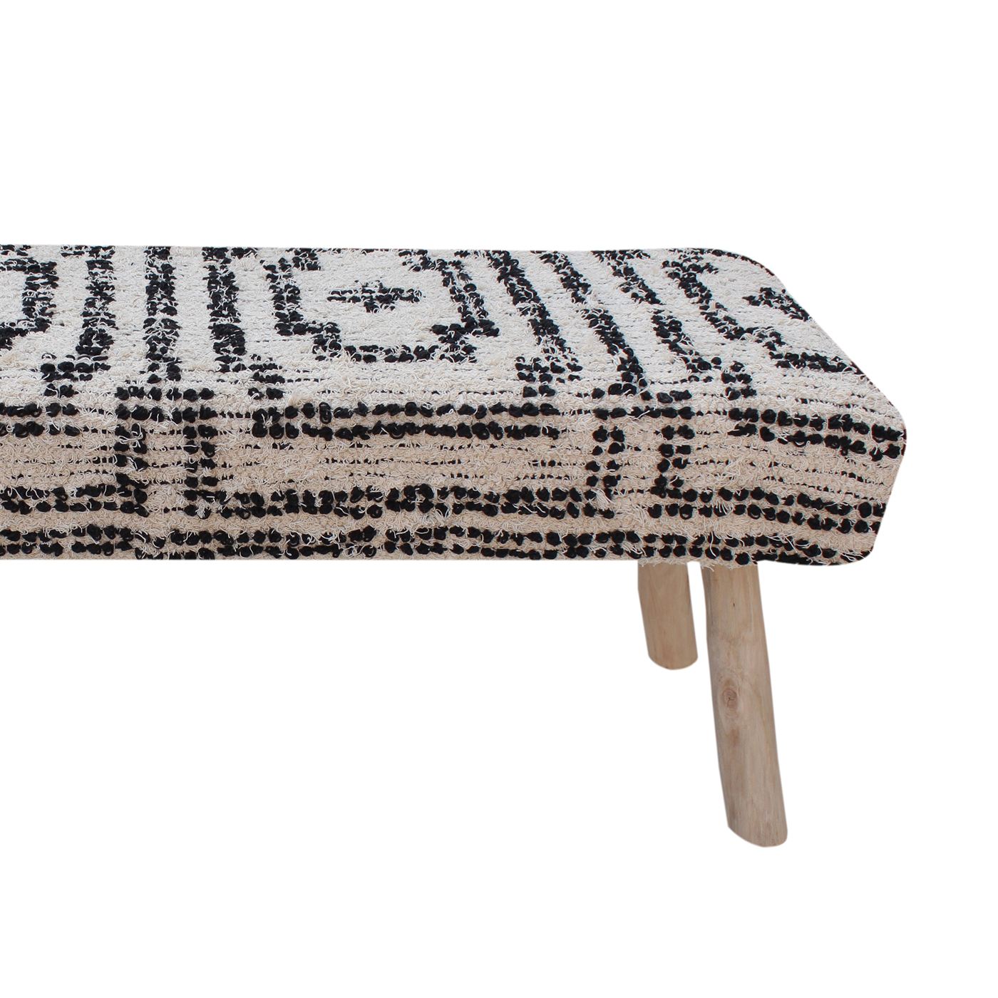 Ogna Bench, Cotton, Polyester, Natural White, Charcoal, Pitloom, All Loop