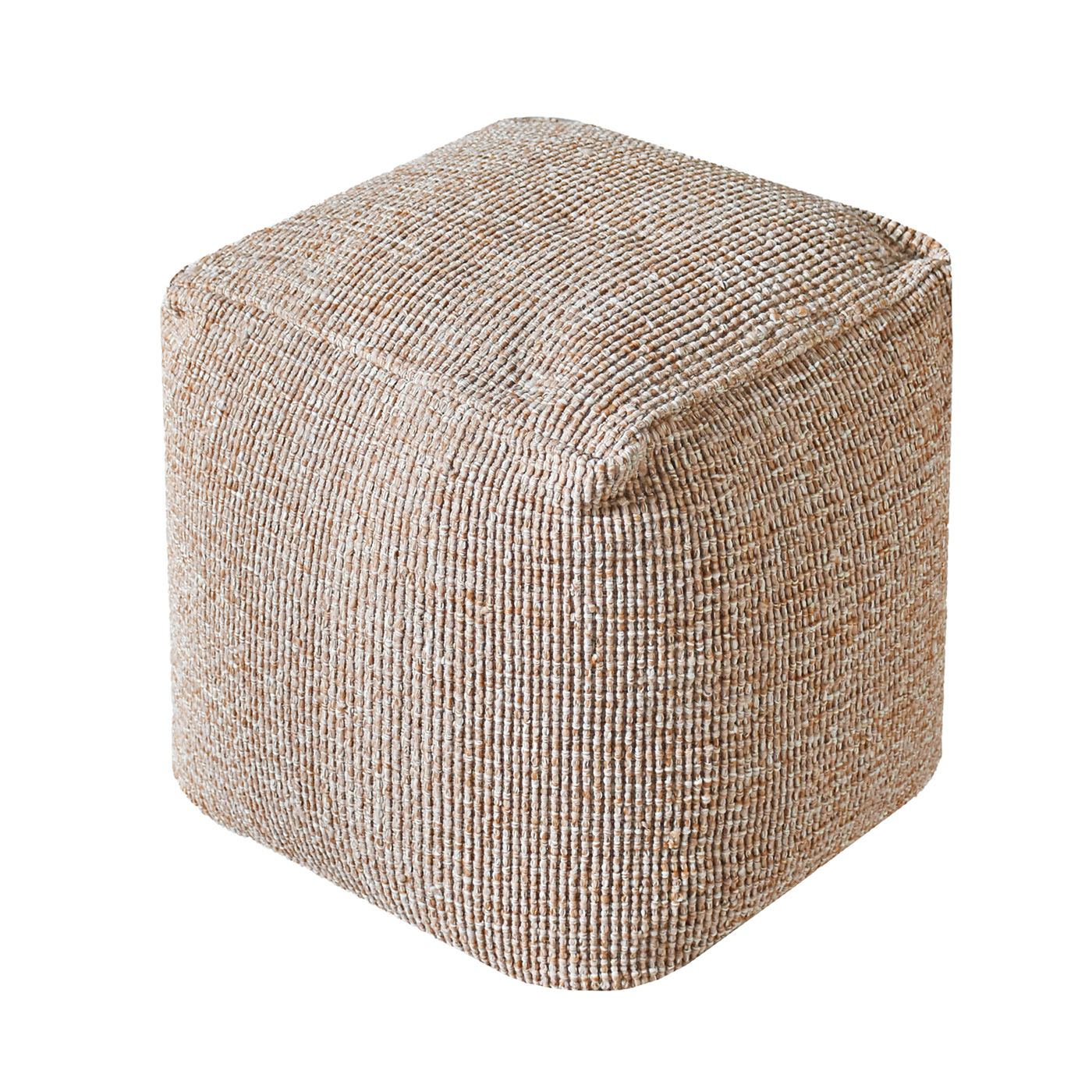 Ohrid Pouf, Polypropylene, Lt. Brown, Hand woven, All Loop
