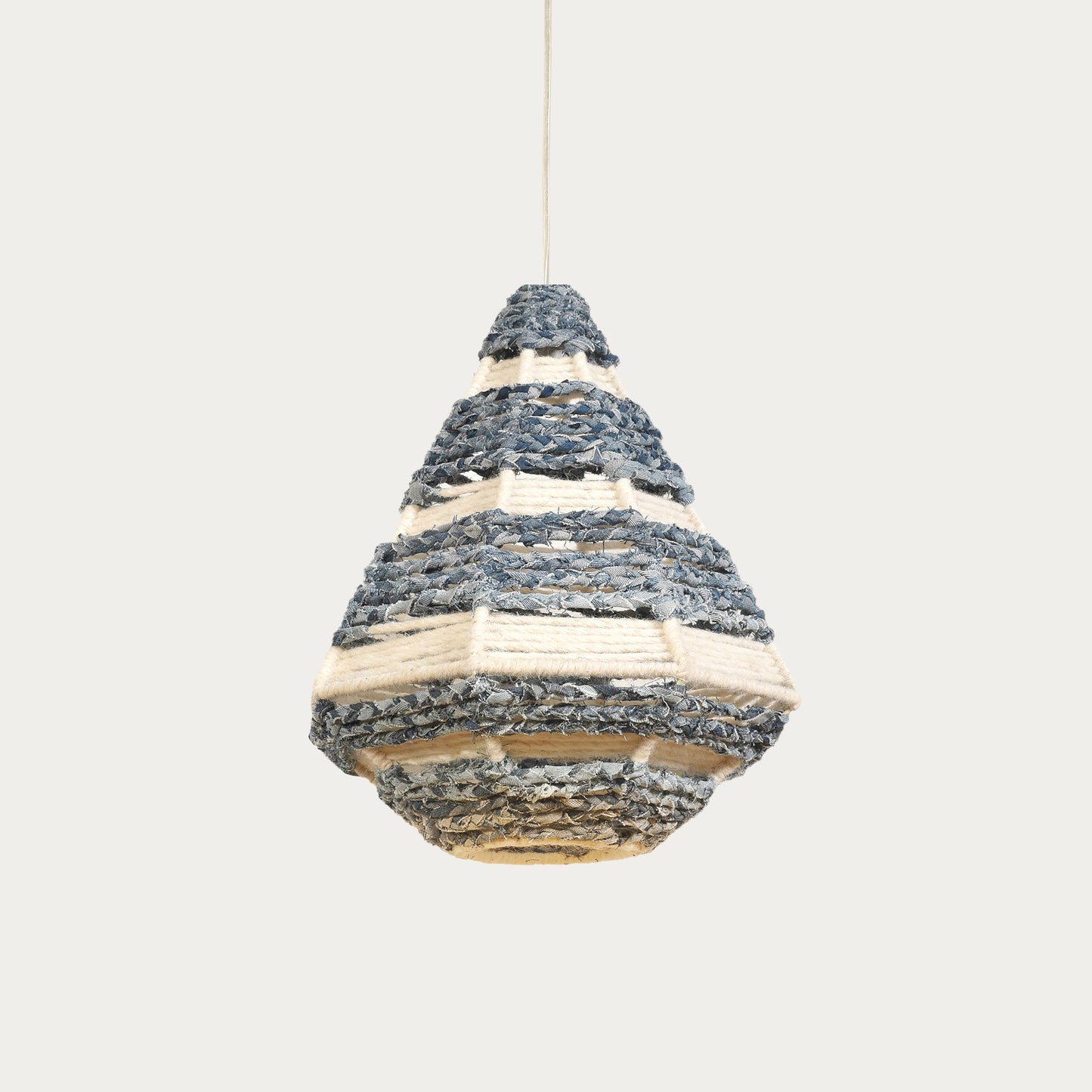 ONSLOWE LAMP - IVORY/BLUE - HAND MADE - WOOL/COTTON DENIM