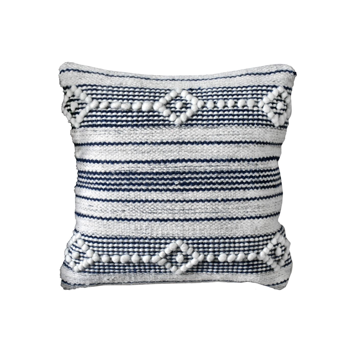 Oster Pillow, Wool, Natural White, Blue, Pitloom, All Loop