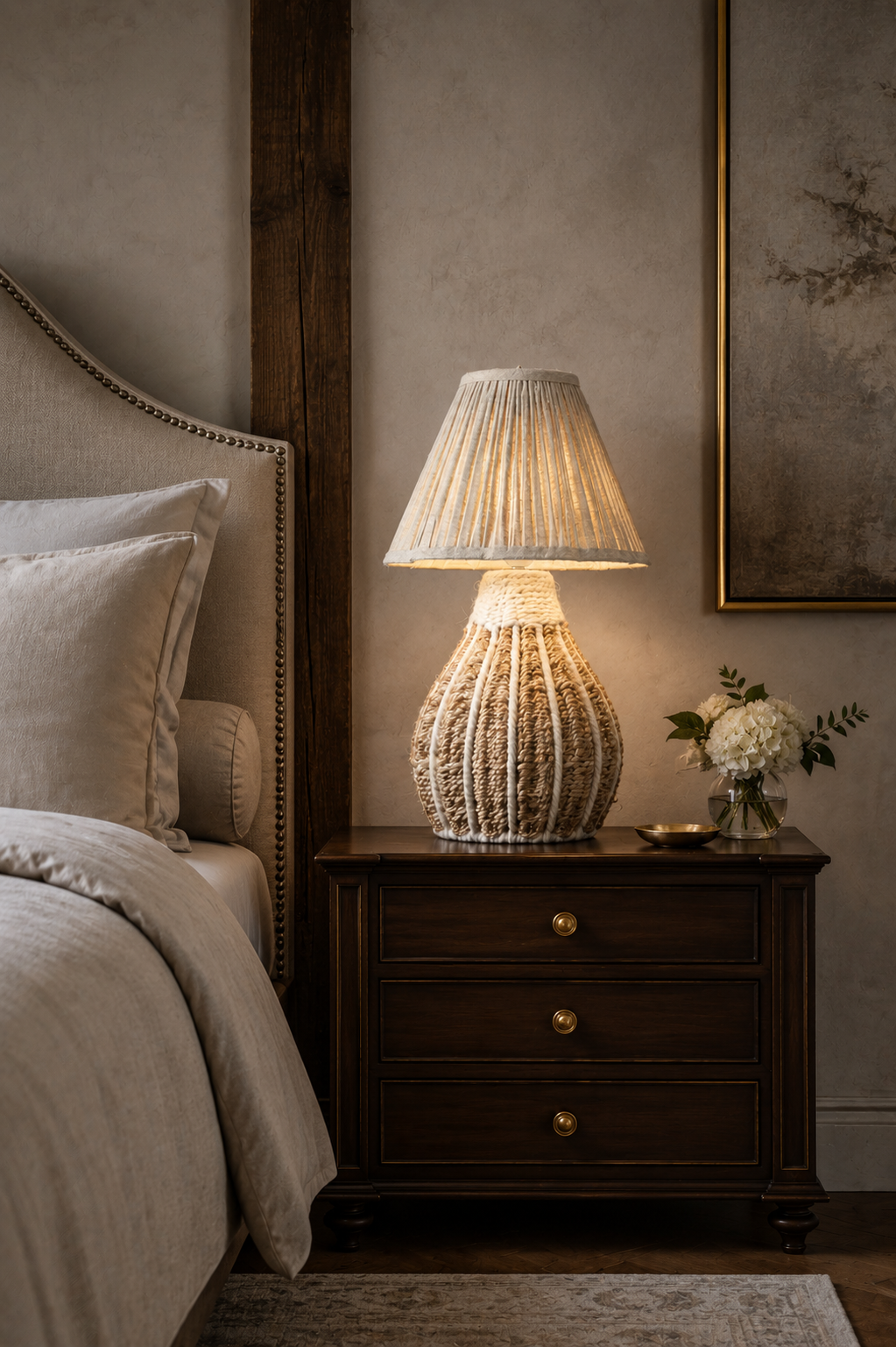 ORBIX TABLE LAMP - NATURAL/IVORY - HAND MADE - JUTE/WOOL