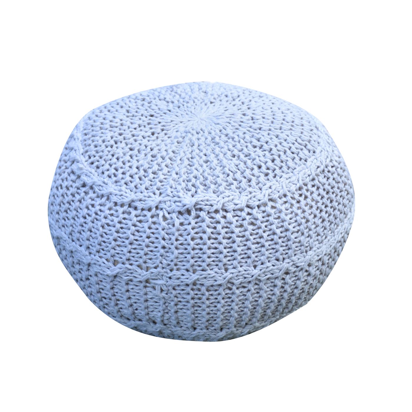 Palmas Pouf, Pet, Natural White, Hm Knitted, Flat Weave