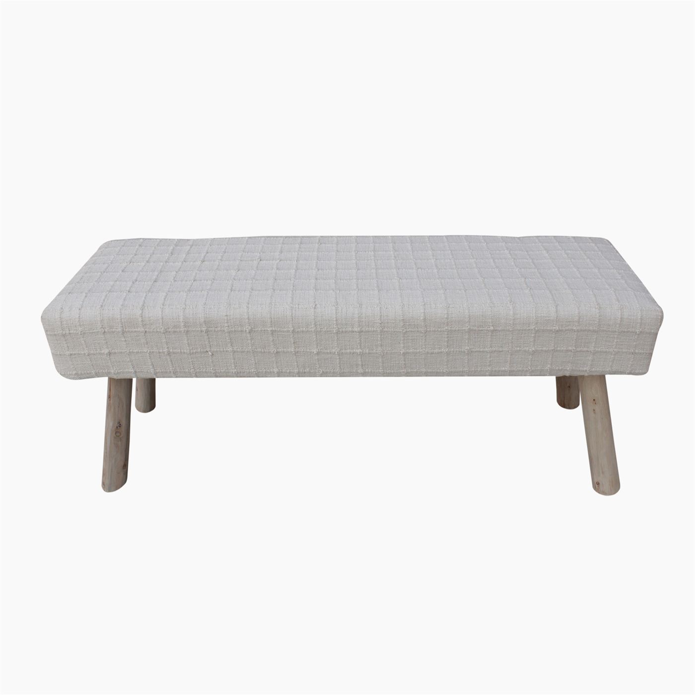 Perret Bench, Polyester, Cotton, Natural White, Hand woven, Flat Weave