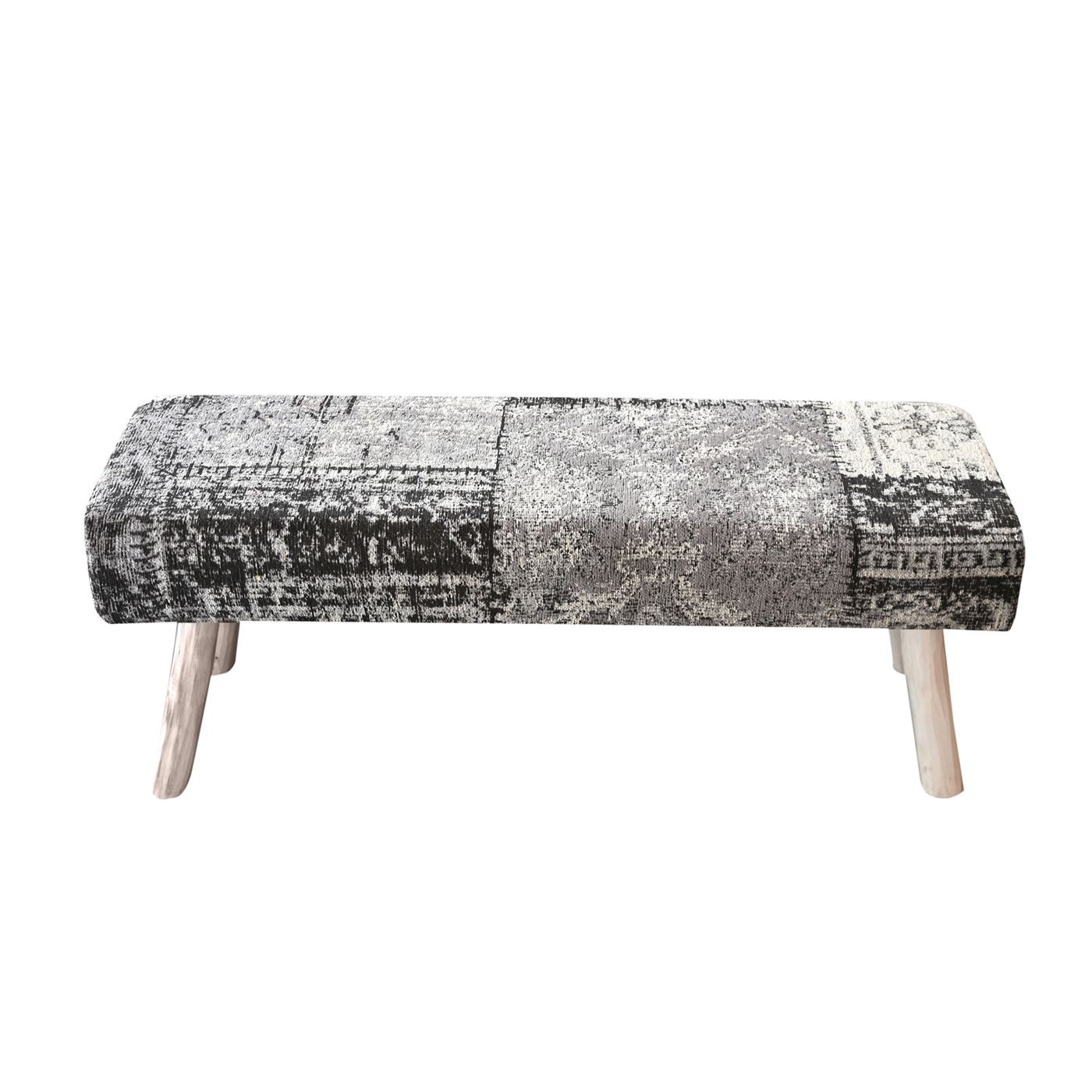 Pexton Bench, Cotton Chenille, Smoke, Jaquard Durry, Flat Weave