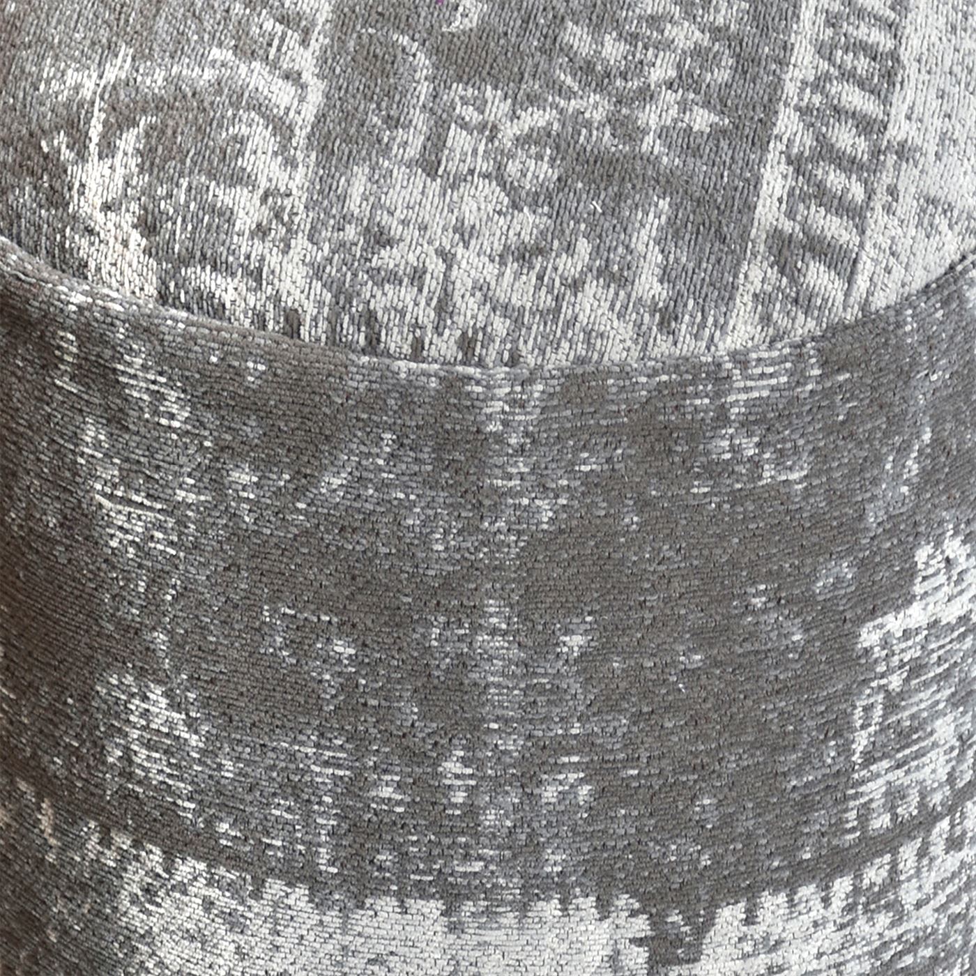 Pexton Pouf, Cotton Chenille, Taupe, Jaquard Durry, Flat Weave