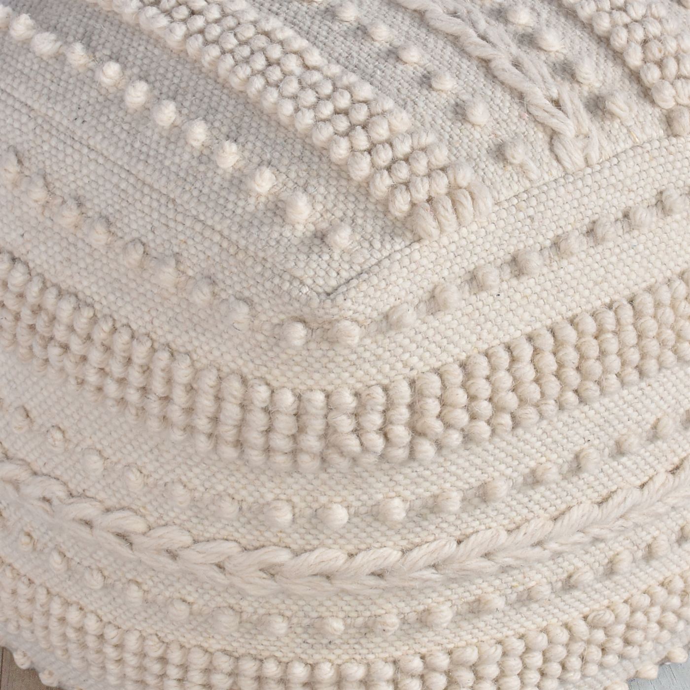 Pictor Pouf, Wool, Natural White, Pitloom, All Loop