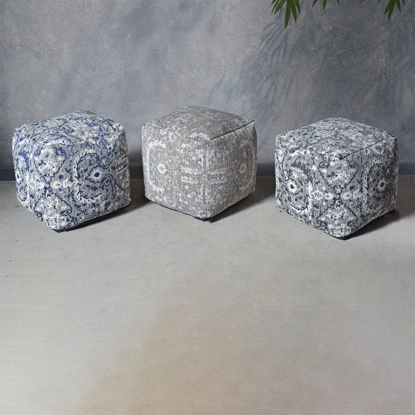 Pilsen-5 Pouf, Polypropylene, Jaquard Durry, Flat Weave