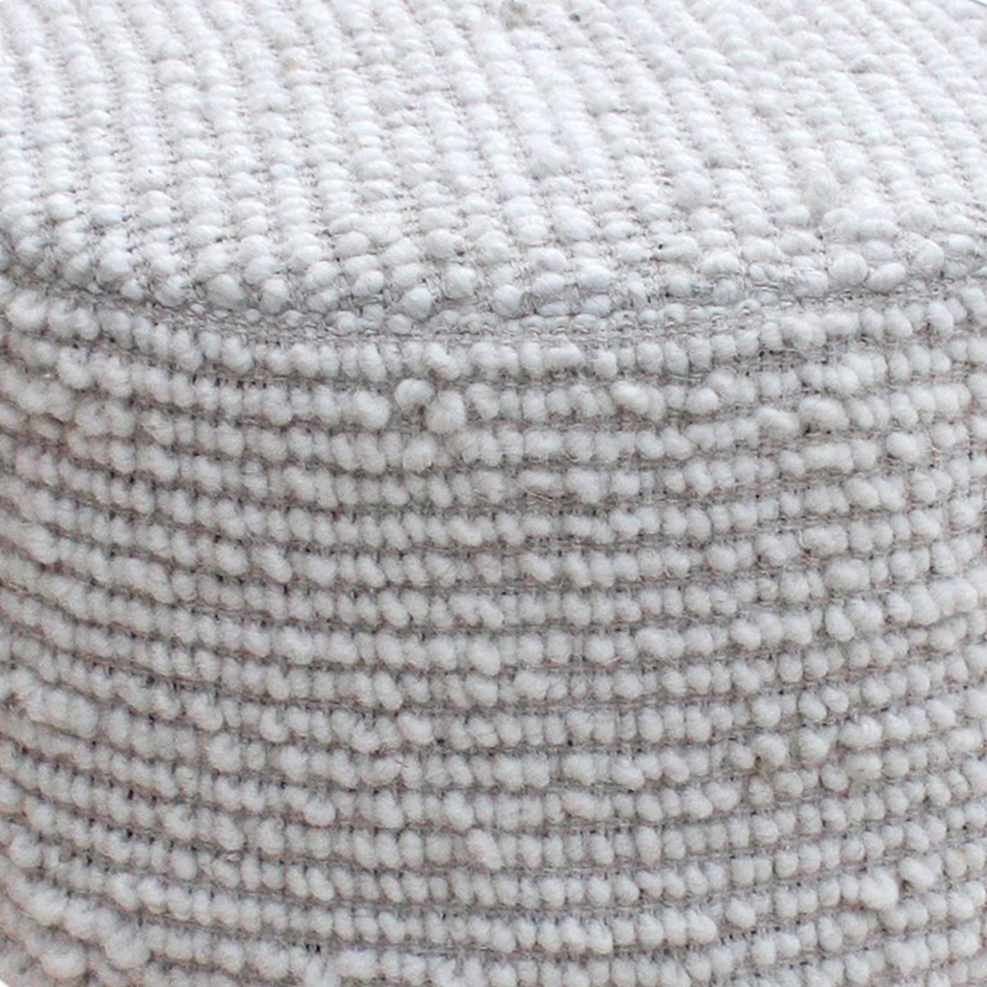 Plockton Stool, Wool, Natural White, Hand woven, All Loop