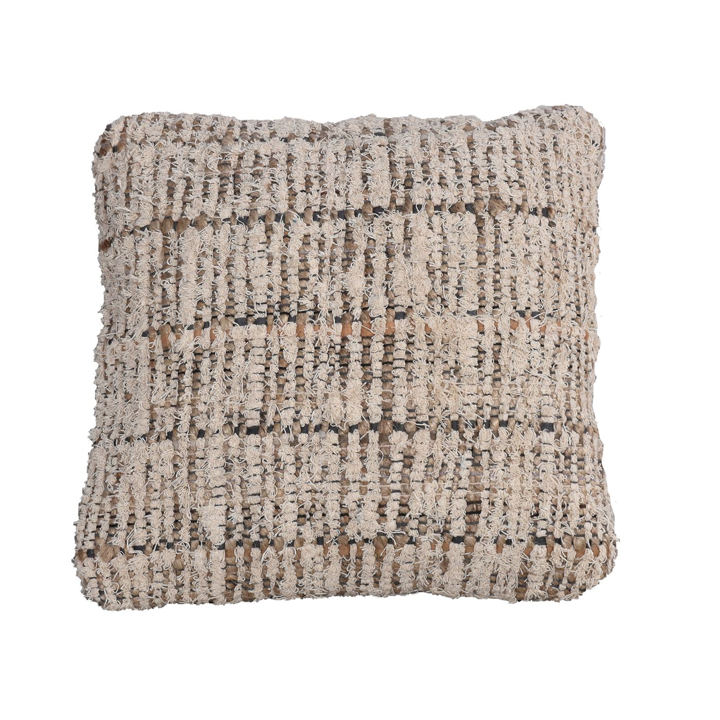 Pokrov Cushion, Cotton Salvage, Jute, Rag, Natural, Natural White, Pitloom, Flat Weave