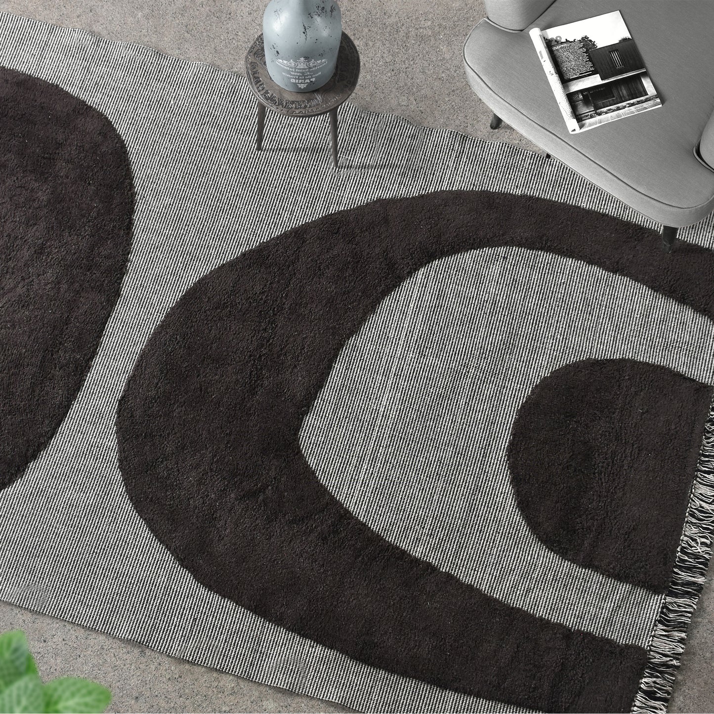 POWLETT RUG - IVORY/CHARCOAL - COTTON