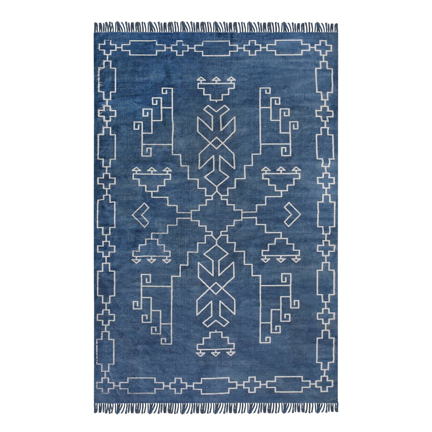 Area Rug, Bedroom Rug, Living Room Rug, Living Area Rug, Indian Rug, Office Carpet, Office Rug, Shop Rug Online, Blue, Natural White , Cotton, Hand Woven, Printed , Pitloom, Flat Weave, Intricate