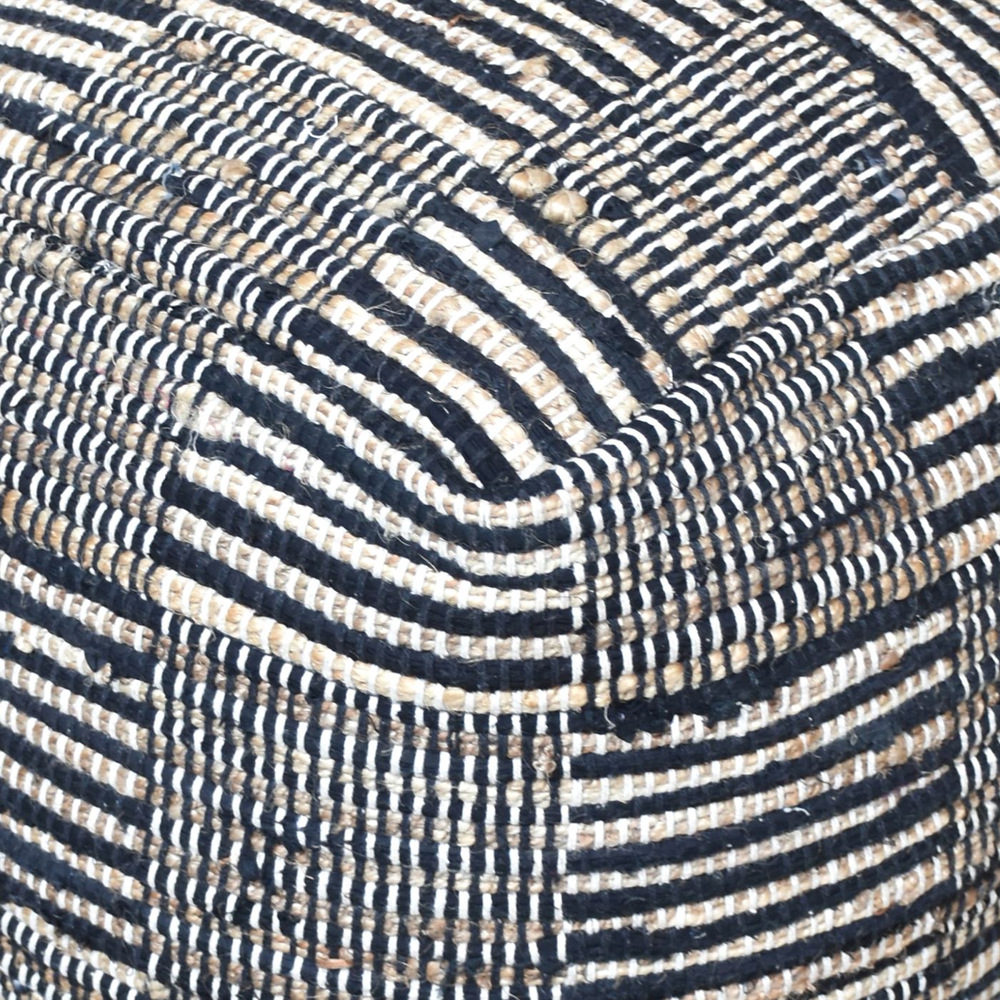 Rodeo Pouf, Hemp, Recycled Cotton, Charcoal, Natural, Pitloom, Flat Weave