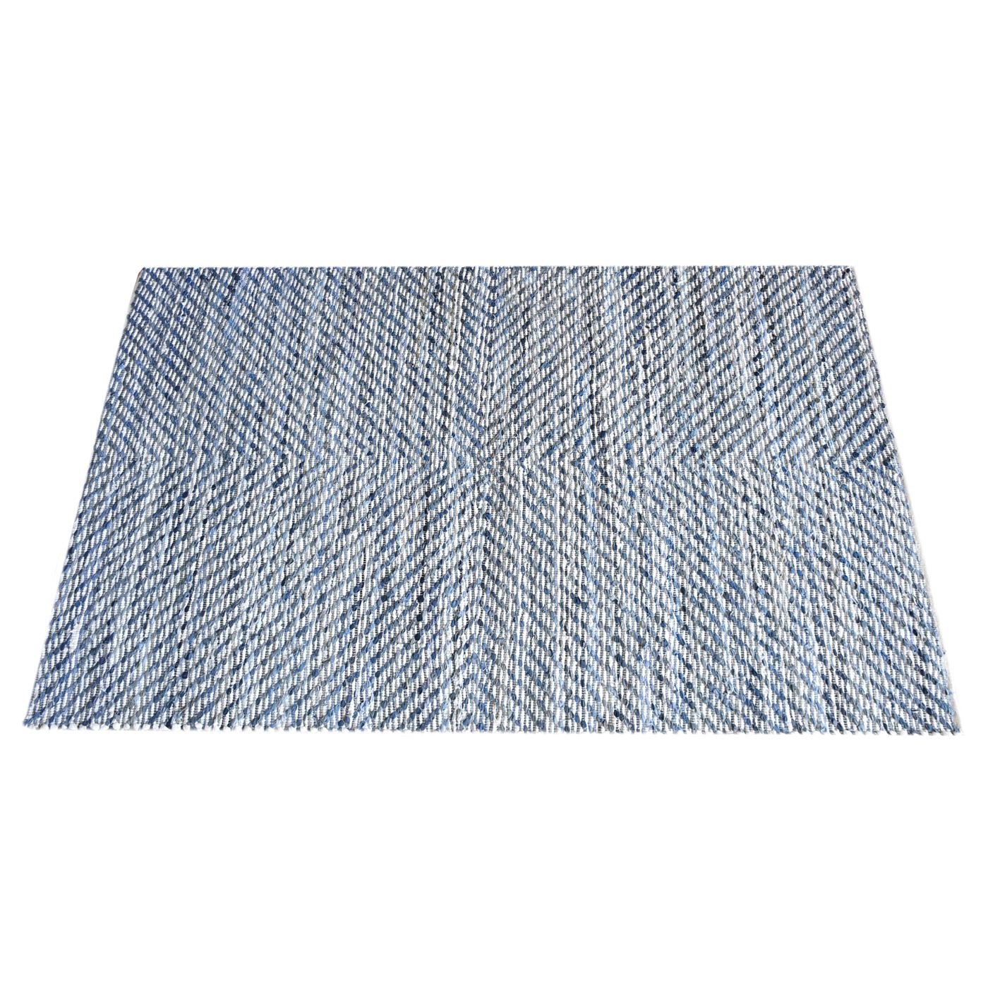 Area Rug, Bedroom Rug, Living Room Rug, Living Area Rug, Indian Rug, Office Carpet, Office Rug, Shop Rug Online, Denim, Polyester, Blue, Natural White, Pitloom, Flat Weave, Textured