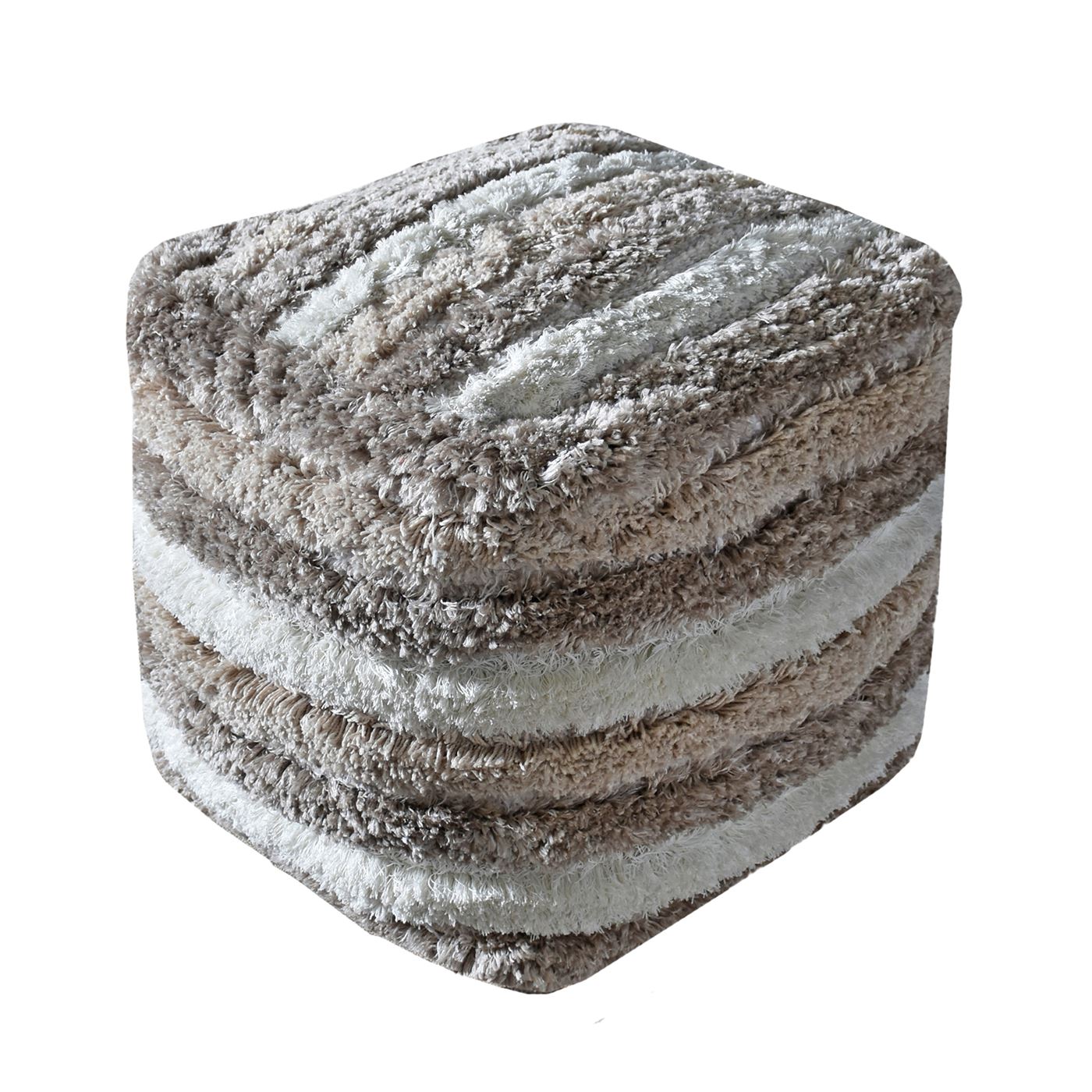 Rogen Pouf, Polyester, Beige, Bm Sn, All Cut