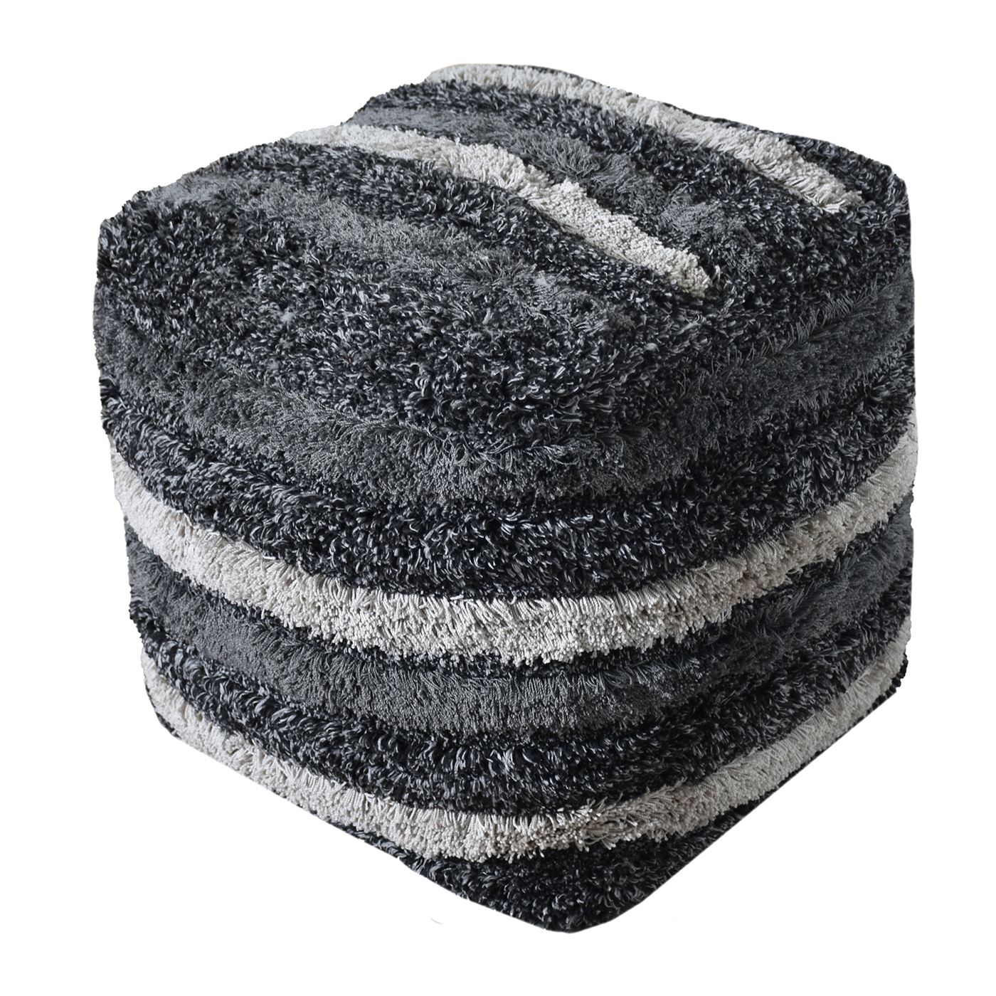 Rogen Pouf, Polyester, Charcoal, Bm Sn, All Cut