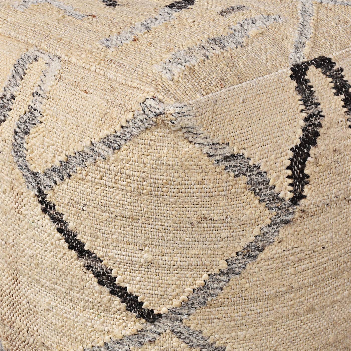Ronda Pouf, 40x40x40 cm, Natural White, Grey, Jute, Wool, Punja Kelim, Punja, Flat Weave