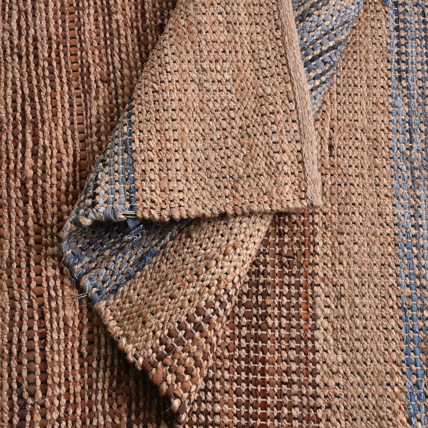 ROSEL RUG - JUTE/ LEATHER/ DENIM