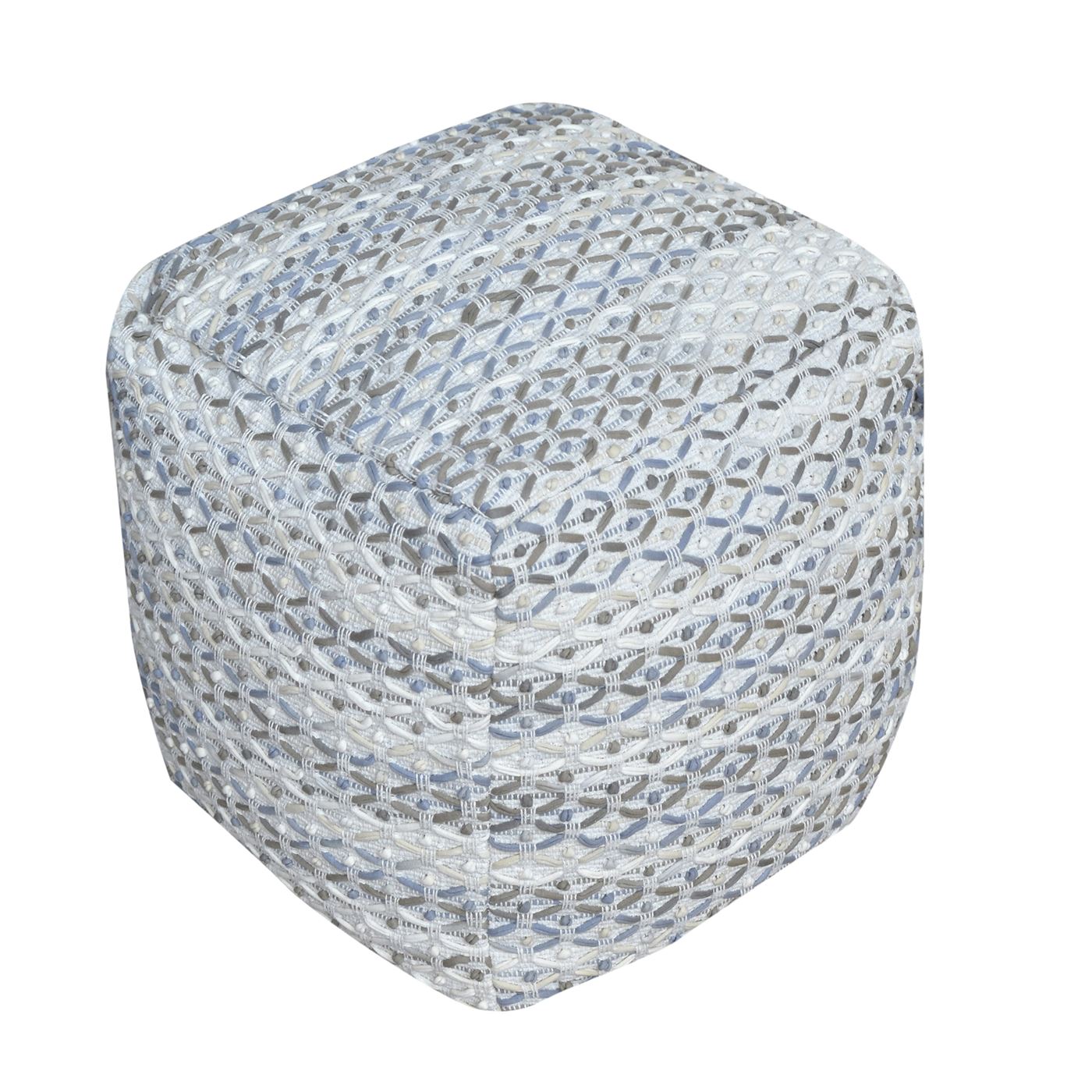 Rosita Pouf, Cotton, Natural White, Blue, Grey, Pitloom, All Loop