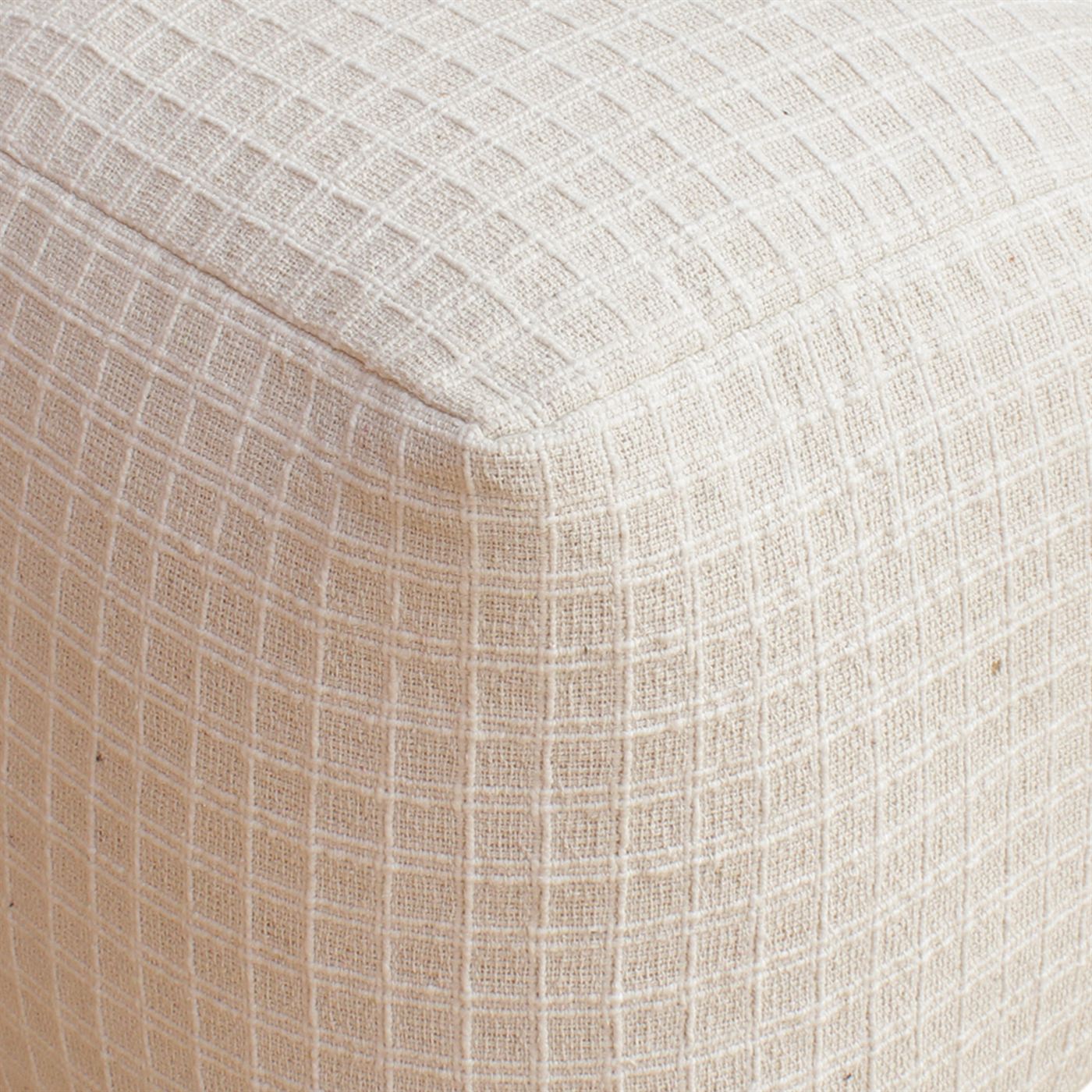 Reshovo Pouf, Cotton, Natural White, Hand woven, Flat Weave