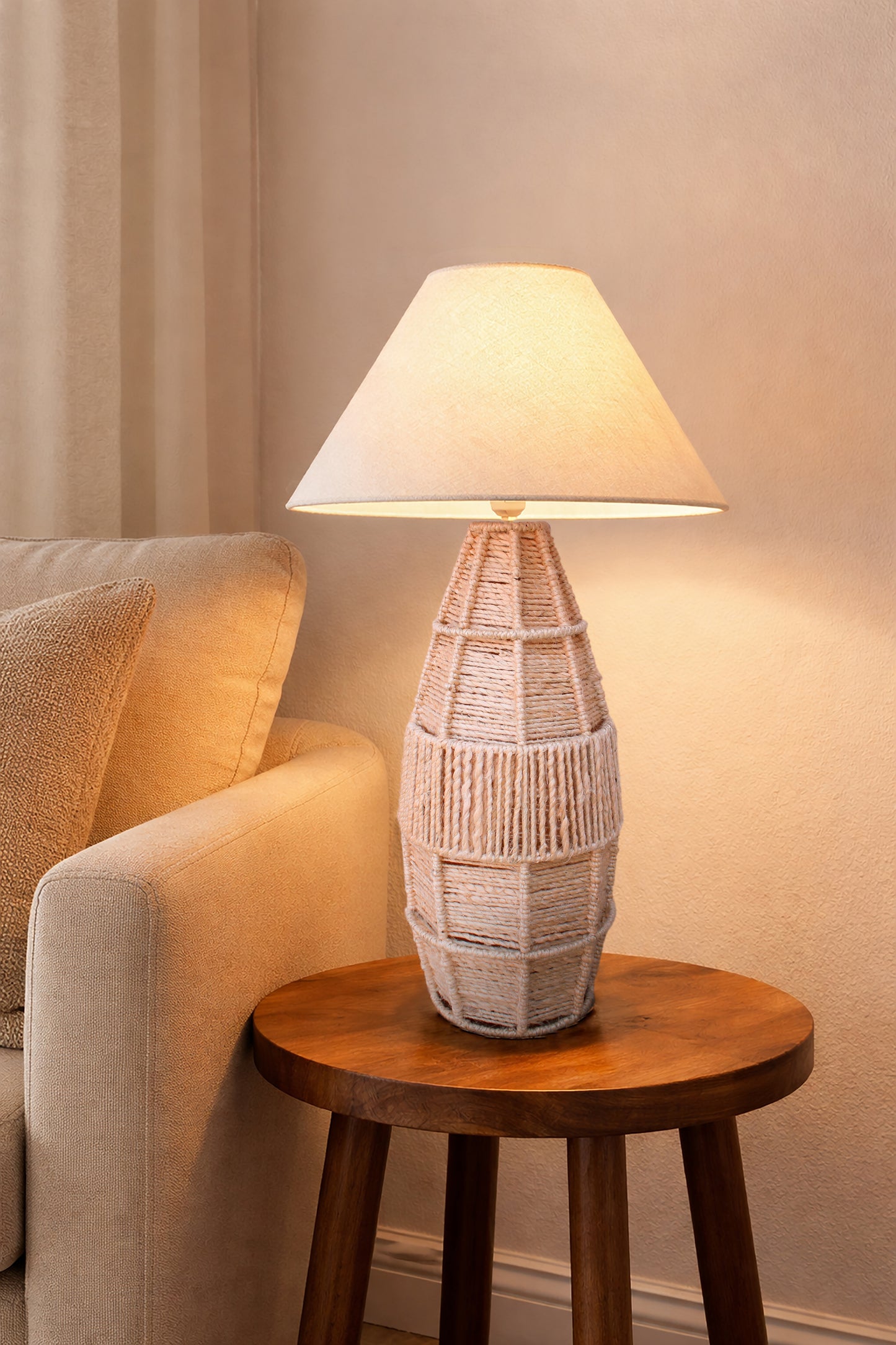 REVIK TABLE LAMP - BEIGE - HAND MADE - JUTE