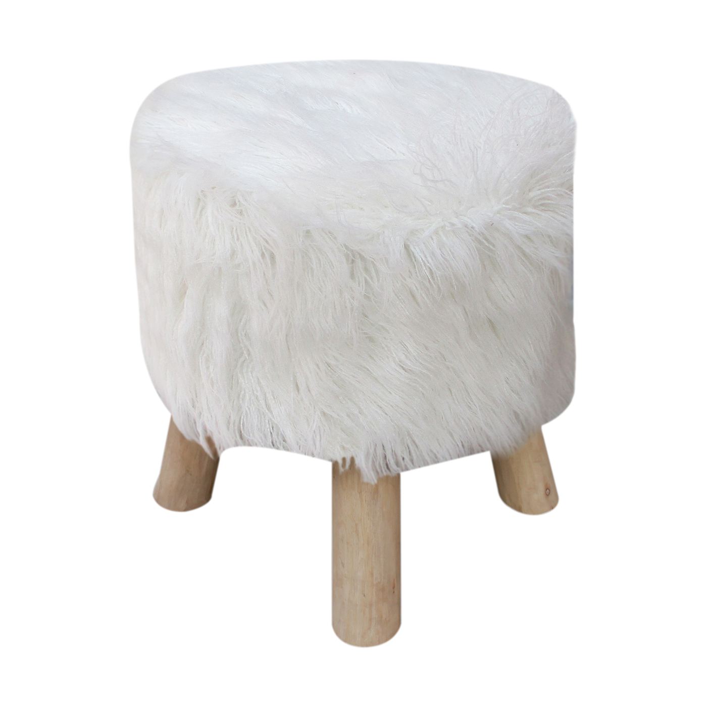Rizo Stool, Sheep Hide, Natural White, Hm Stitching, Flat Weave