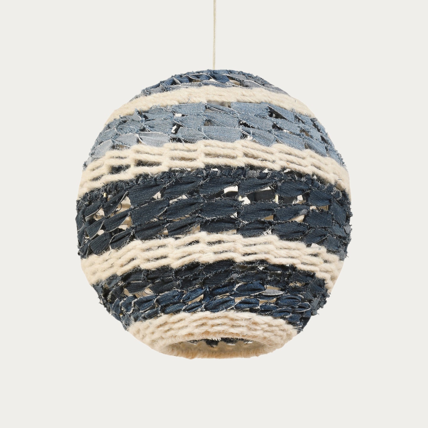 SAIGEN LAMP - IVORY/BLUE - HAND MADE - WOOL/COTTON DENIM