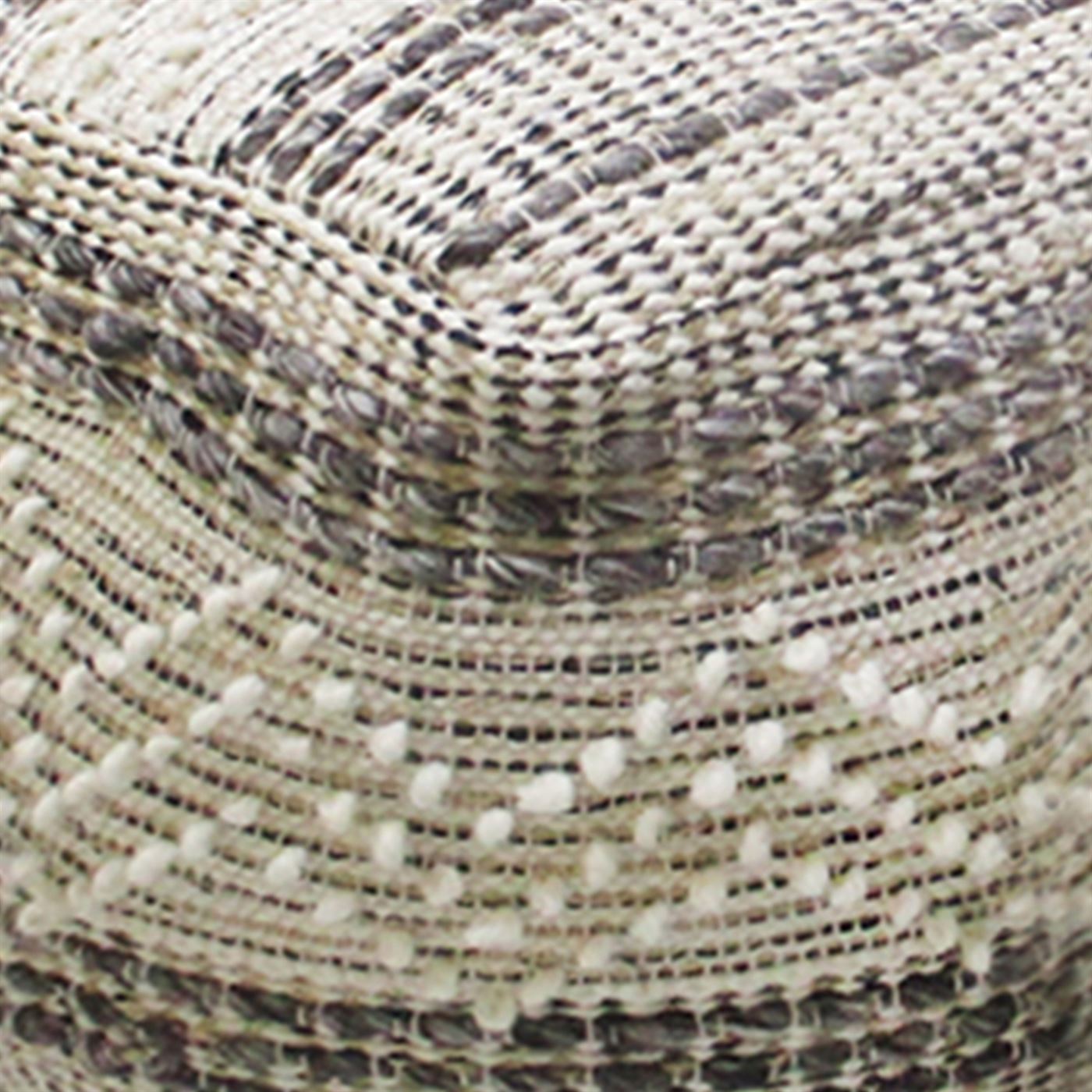 Sakai Pouf, Cotton, Wool, Hemp, Natural White,Charcoal, Pitloom, All Loop