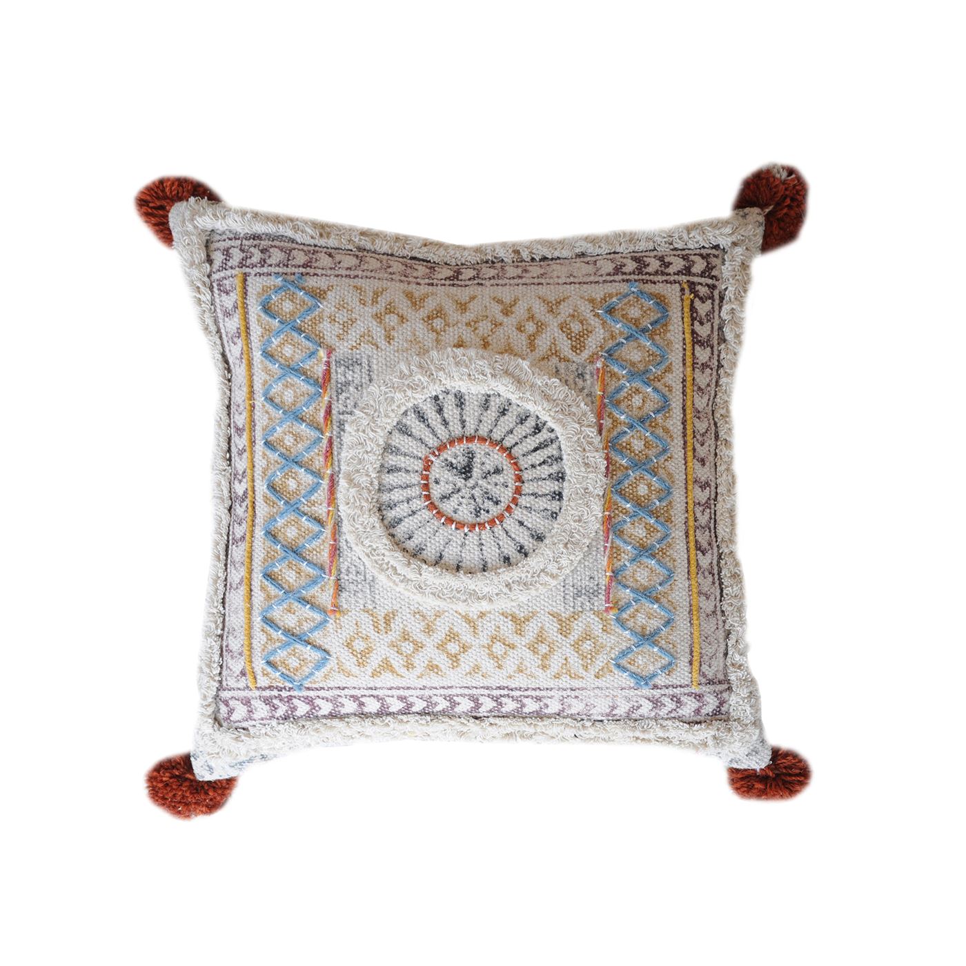 Salween Pillow, Cotton, Printed, Wool, Multi, Pitloom, All Cut