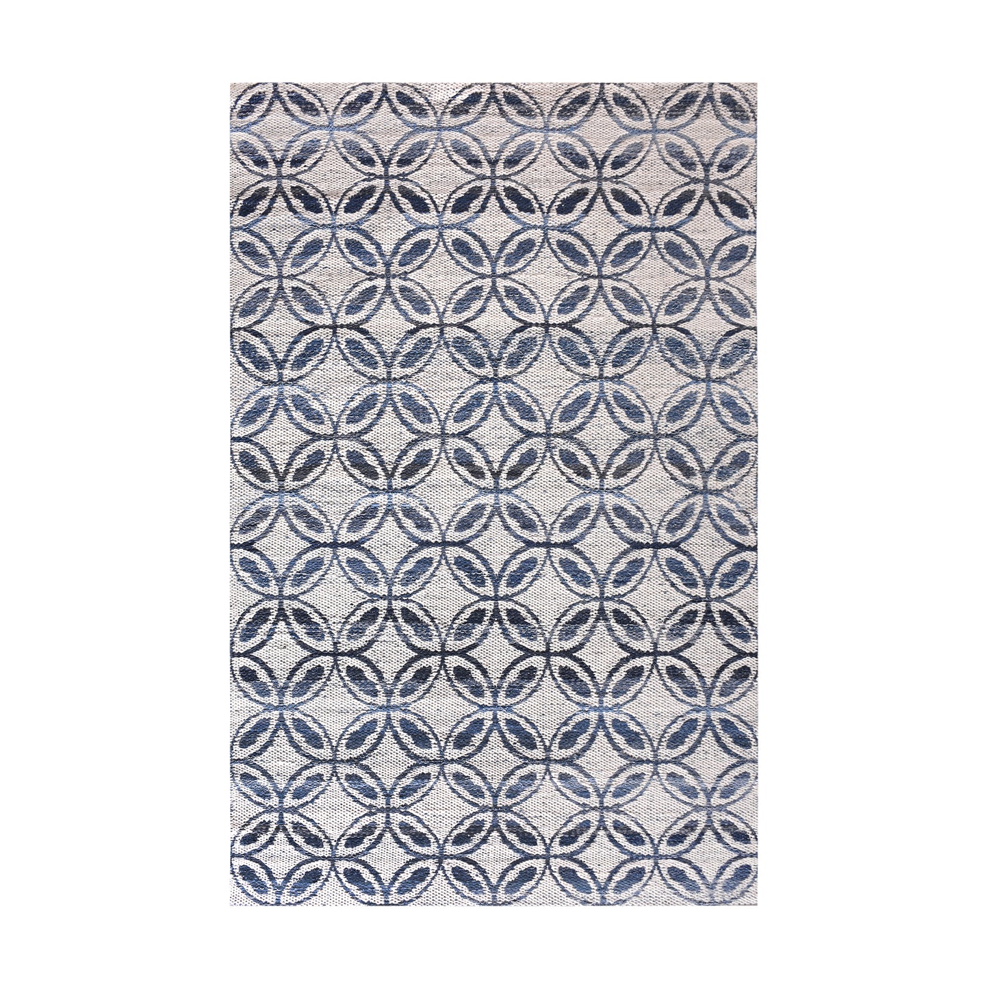 SARACI RUG - IVORY/BLUE - JACQUARD WOVEN - COTTON DENIM/WOOL