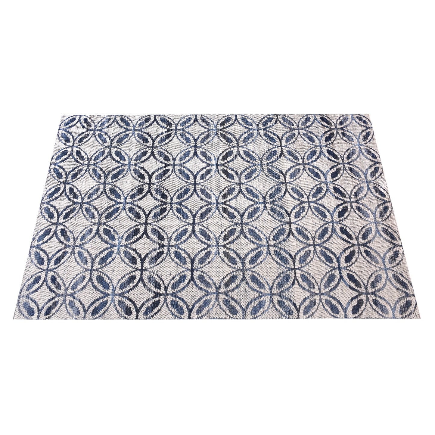 SARACI RUG - IVORY/BLUE - JACQUARD WOVEN - COTTON DENIM/WOOL