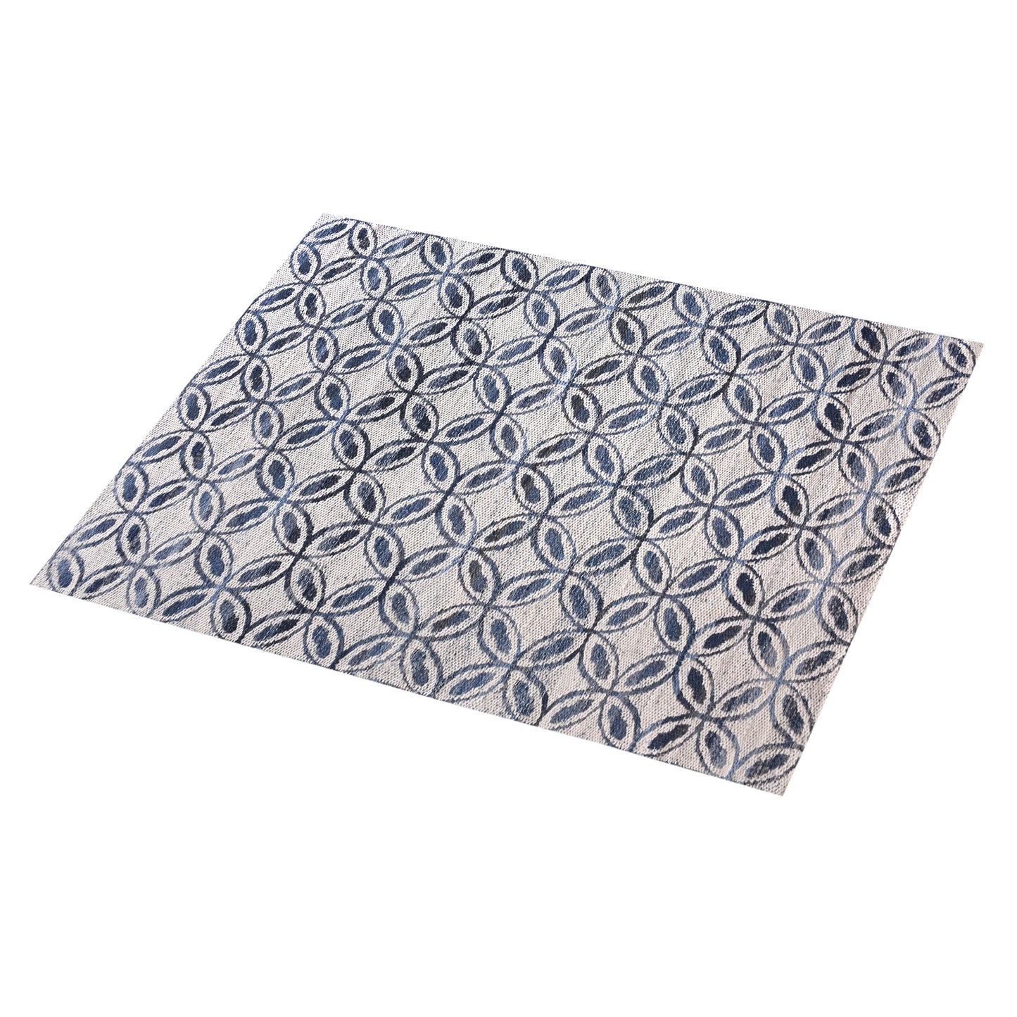 SARACI RUG - IVORY/BLUE - JACQUARD WOVEN - COTTON DENIM/WOOL