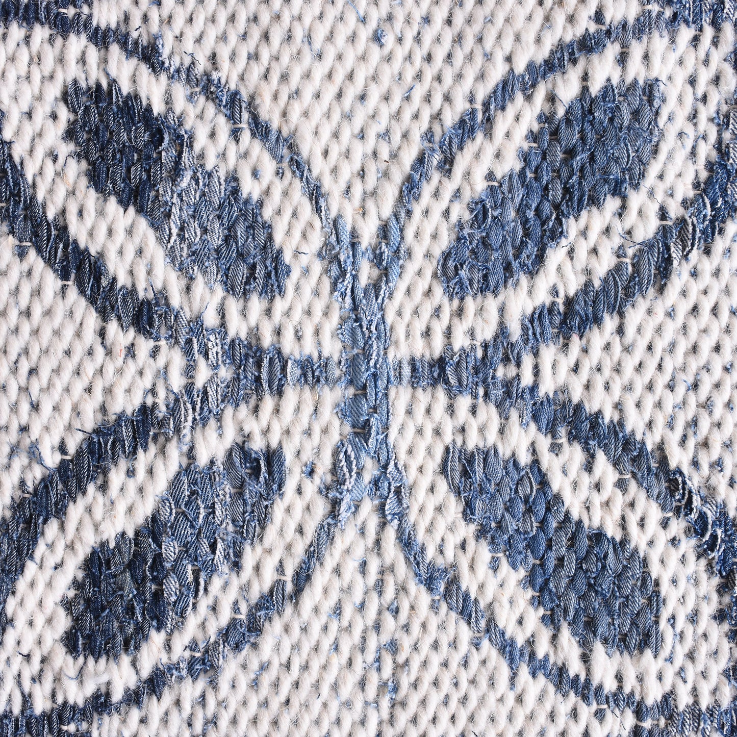 SARACI RUG - IVORY/BLUE - JACQUARD WOVEN - COTTON DENIM/WOOL