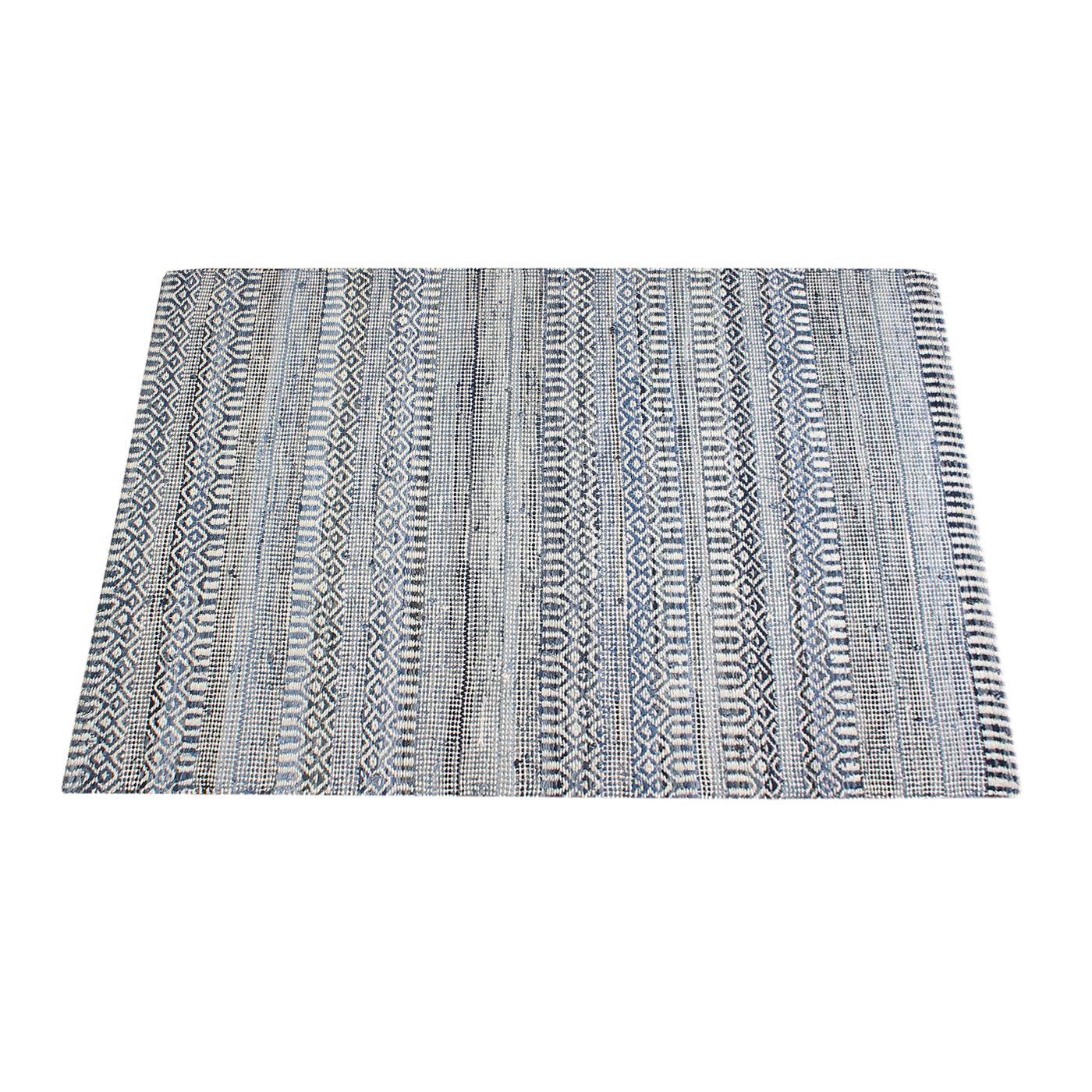 "Area Rug, Bedroom Rug, Living Room Rug, Living Area Rug, Indian Rug, Office Carpet, Office Rug, Shop Rug Online, Wool Denim , Natural White, Blue, Pitloom, Flat Weave, Geometrical"