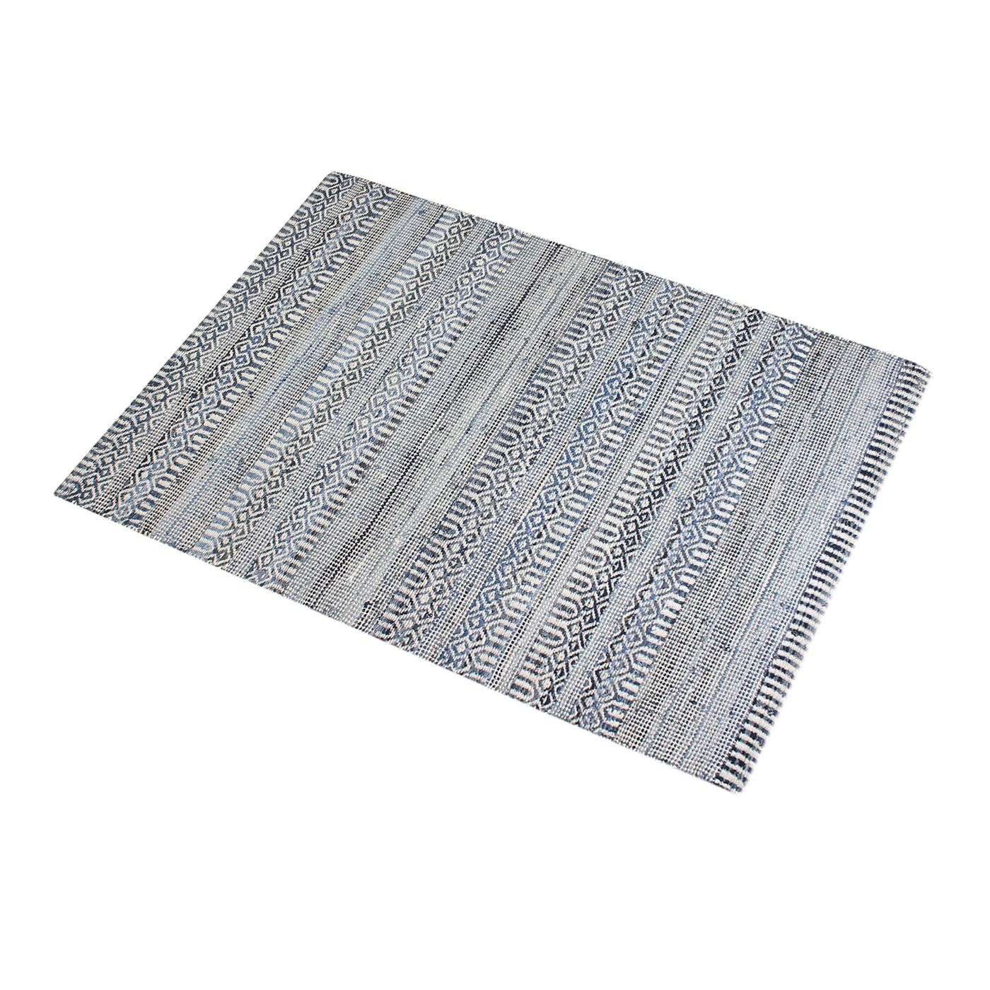 "Area Rug, Bedroom Rug, Living Room Rug, Living Area Rug, Indian Rug, Office Carpet, Office Rug, Shop Rug Online, Wool Denim , Natural White, Blue, Pitloom, Flat Weave, Geometrical"