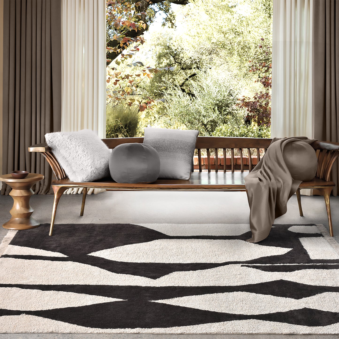 SARATA RUG - IVORY/CHARCOAL - COTTON