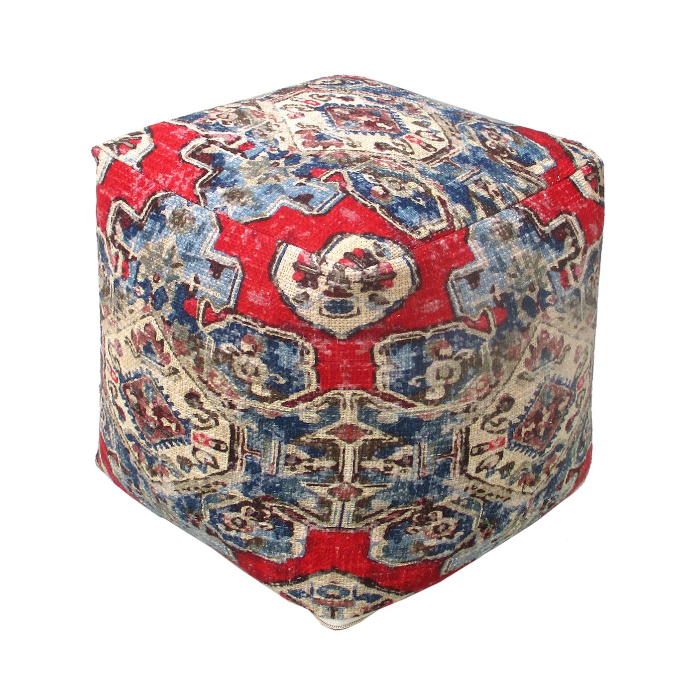 Saumur Pouf, Cotton, Multi, Hand woven, Flat Weave