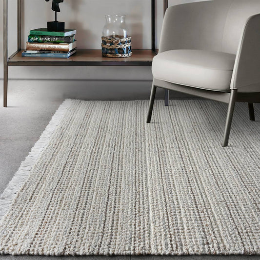 Area Rug, Bedroom Rug, Living Room Rug, Living Area Rug, Indian Rug, Office Carpet, Office Rug, Shop Rug Online, Natural White, Beige , Wool, Jute , Hand Woven , Pitloom, All Loop, Textured 