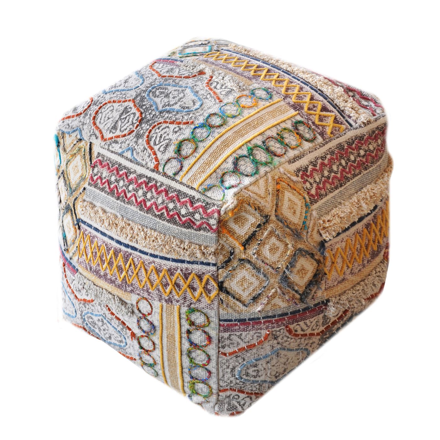 Selmer Pouf, Cotton/ Printed/ Polyester, Multi