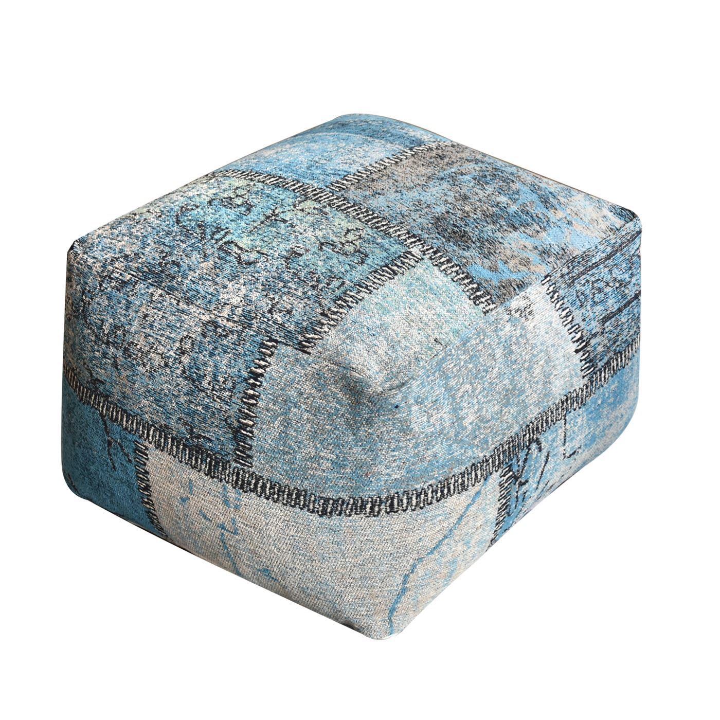 Setimo Pouf, Cotton Chenille, Blue